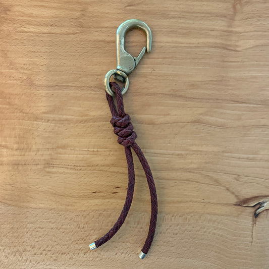 Braided Leather Brass Keychain