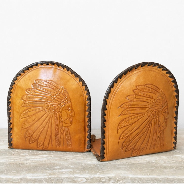 Vintage Leather Bookends