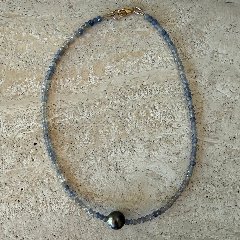 Sapphire Pearl Choker Necklace