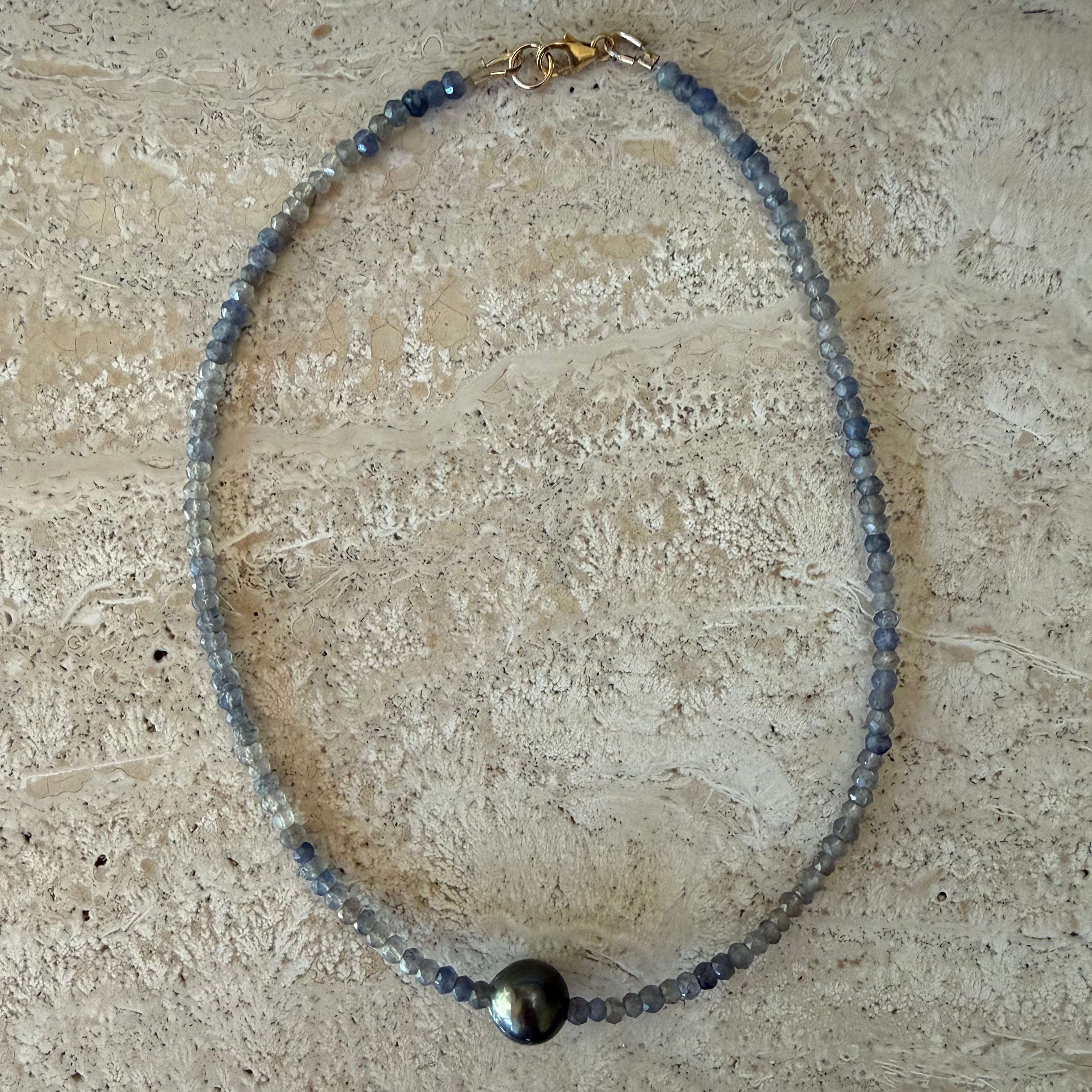 Sapphire Pearl Choker Necklace