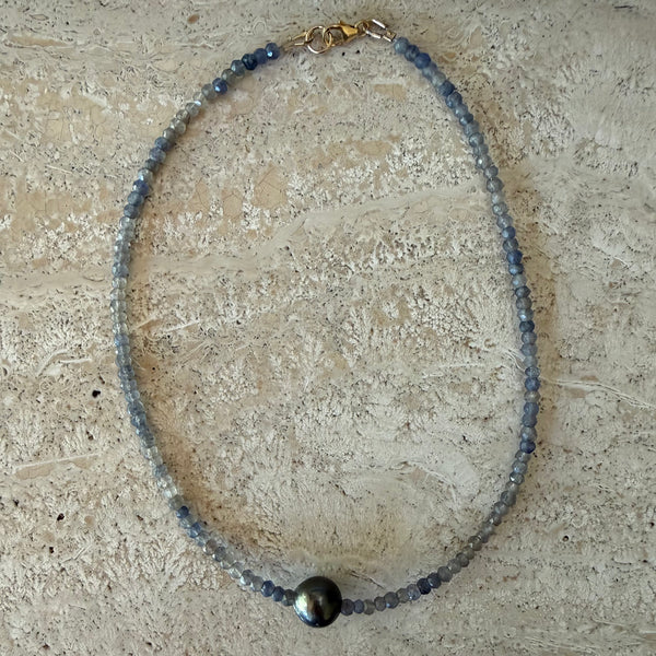 Sapphire Pearl Choker Necklace