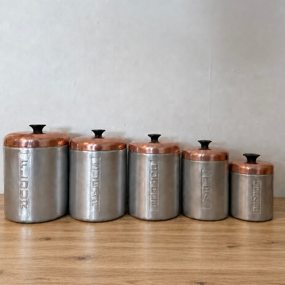 1950s Brushed Aluminum Canister Set
