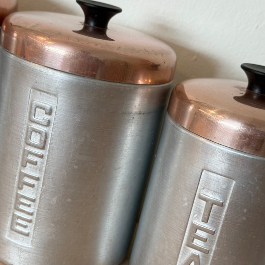 1950s Brushed Aluminum Canister Set