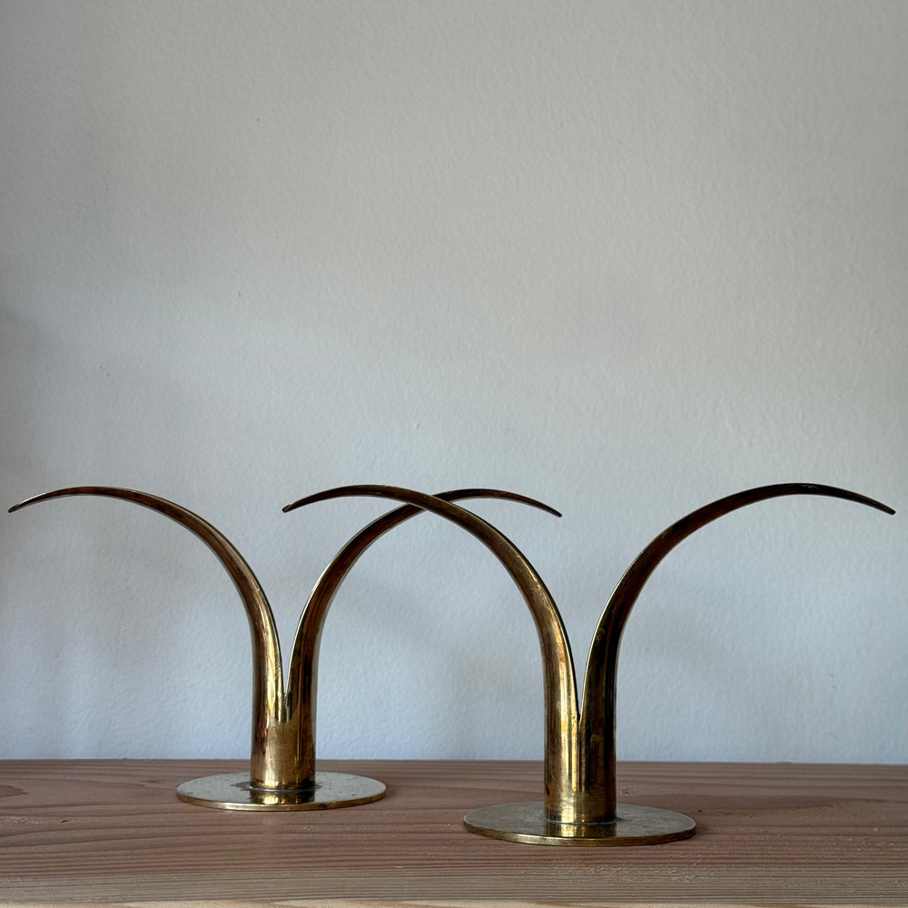 Vintage Ystad Metall Tulip Brass Candle Holders