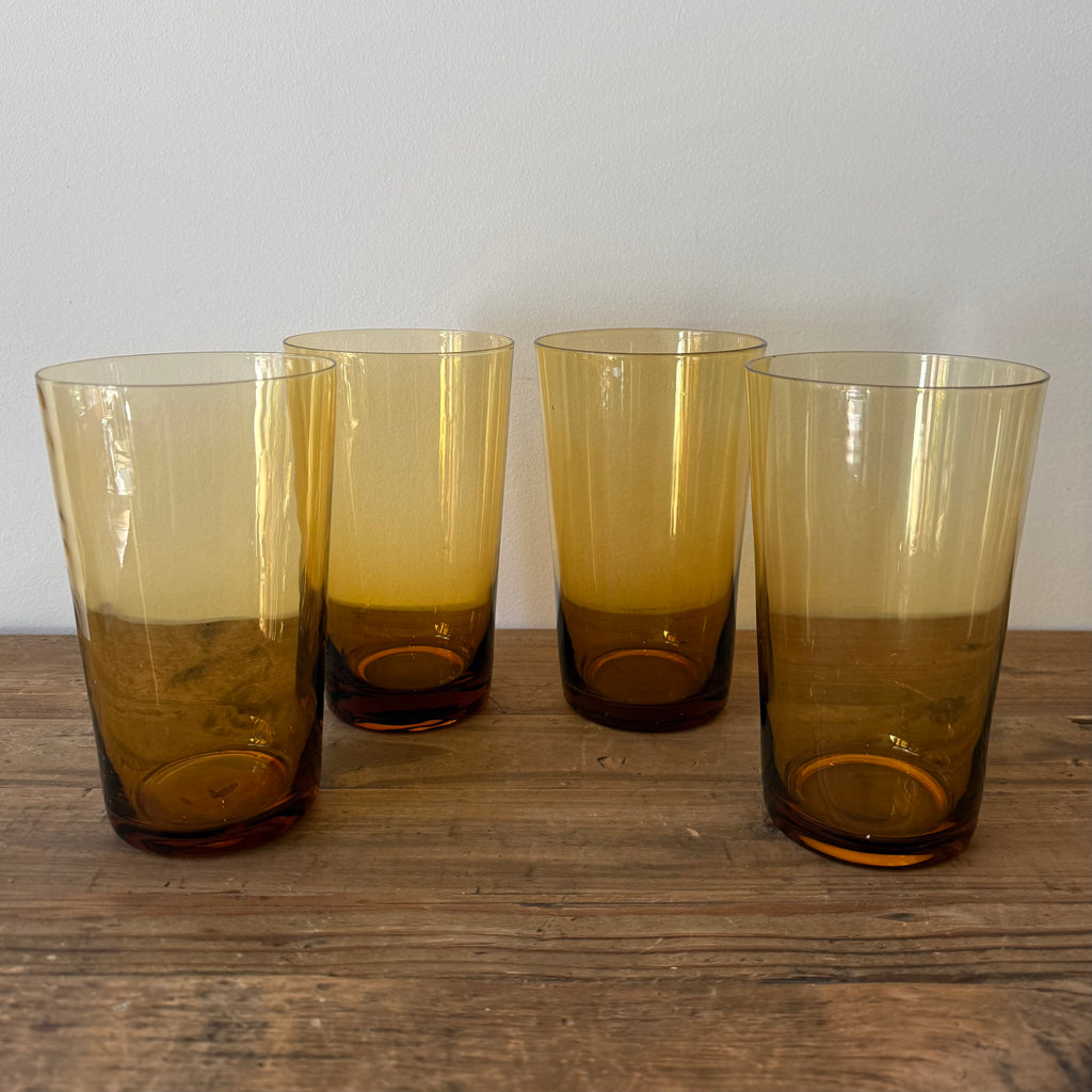Set of Amber Highball Glasses
