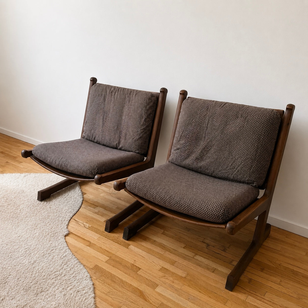 Pair of MCM Teak Slipper Chairs