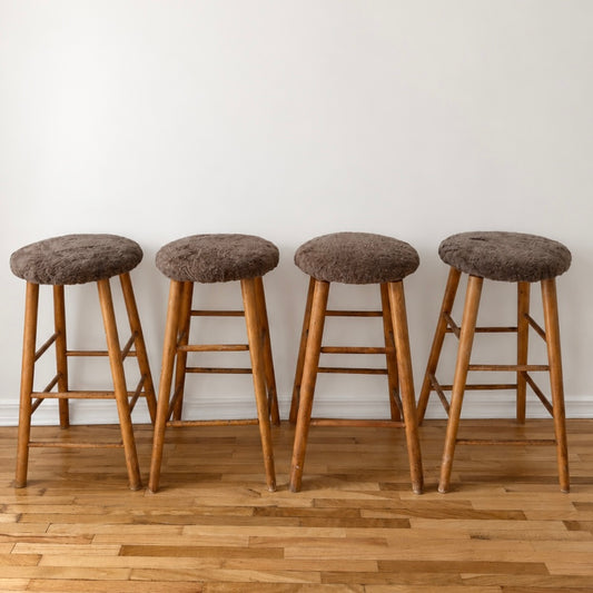 Wood Shearling Barstools