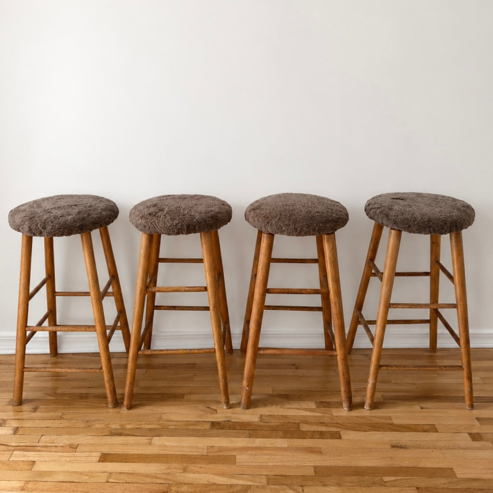 Wood Shearling Barstools