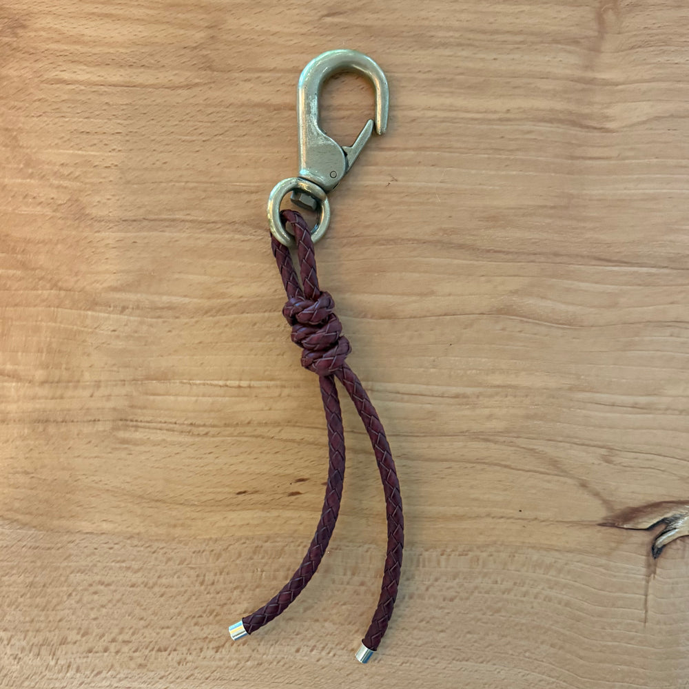 Braided Leather Brass Keychain
