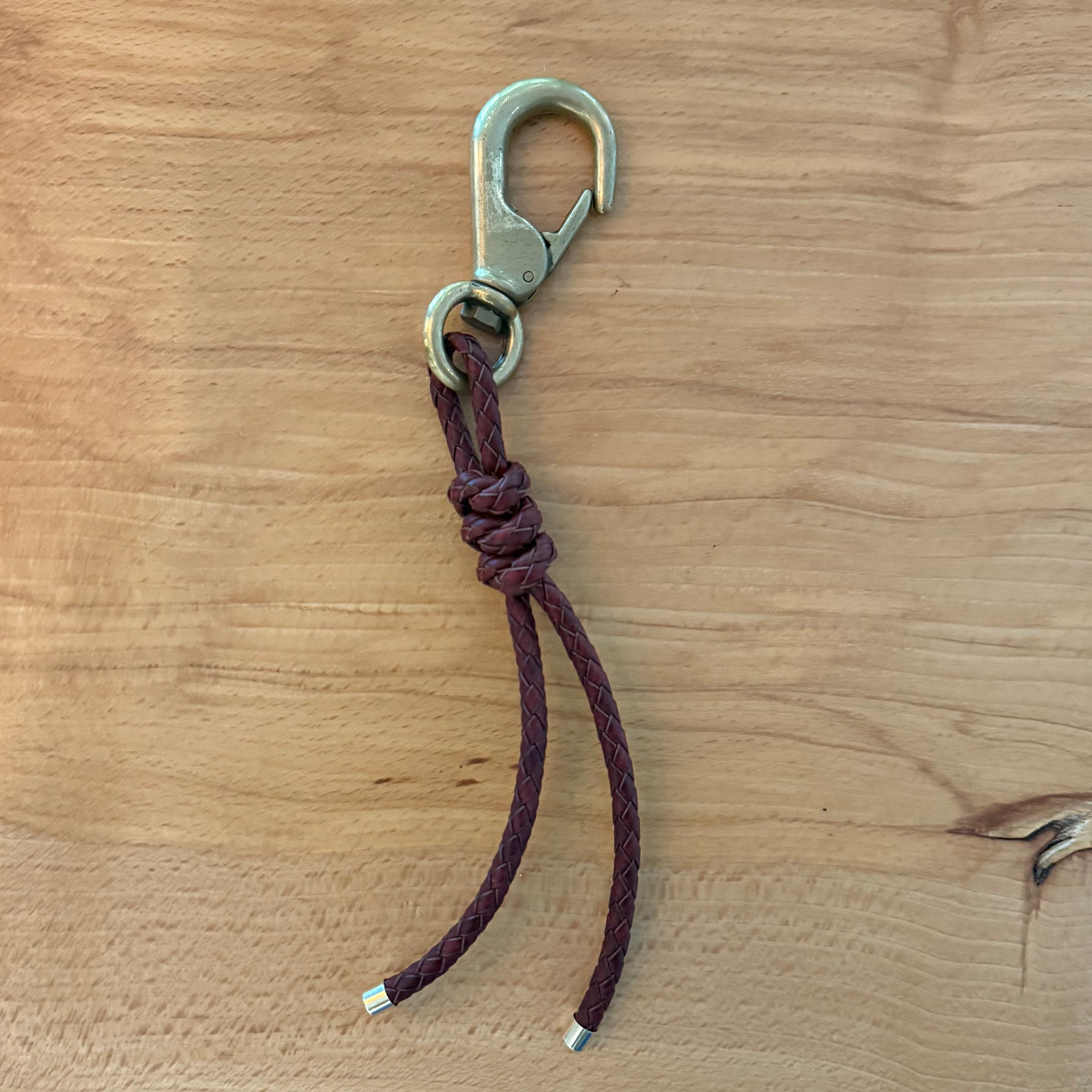 Braided Leather Brass Keychain