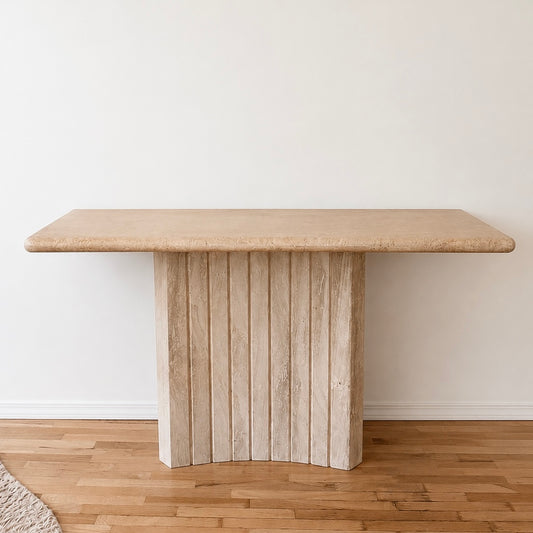 Fluted Travertine Console Table
