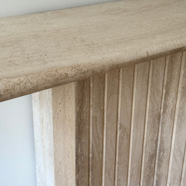 Fluted Travertine Console Table