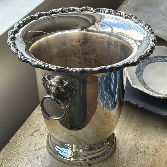 Lion Head Silver Plated Champagne Ice Bucket