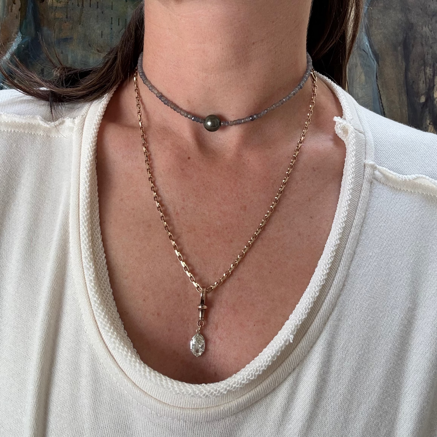 Sapphire Pearl Choker Necklace